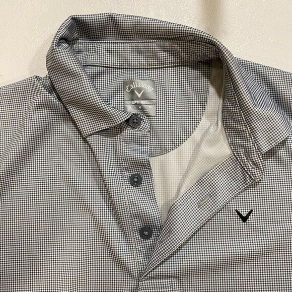 Callaway Golf Polo Shirt Opti-Dri Blue Checkered Mens Size M - Picture 4 of 5